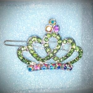 Peridot Green Crystal Crown Hair Barrette - COPY